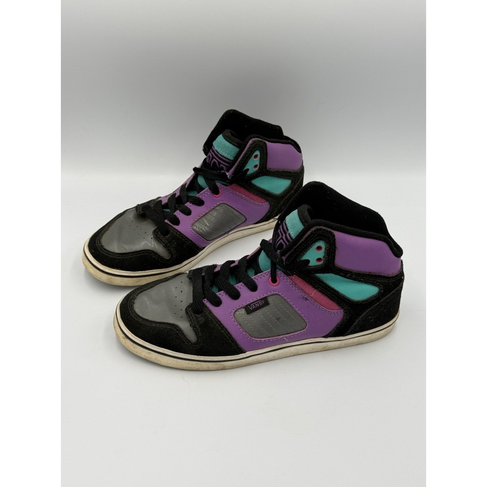 Vintage VANS High Top Skate Shoes Women Size 8.5 Purple Blue Gray Colorblock Y2K